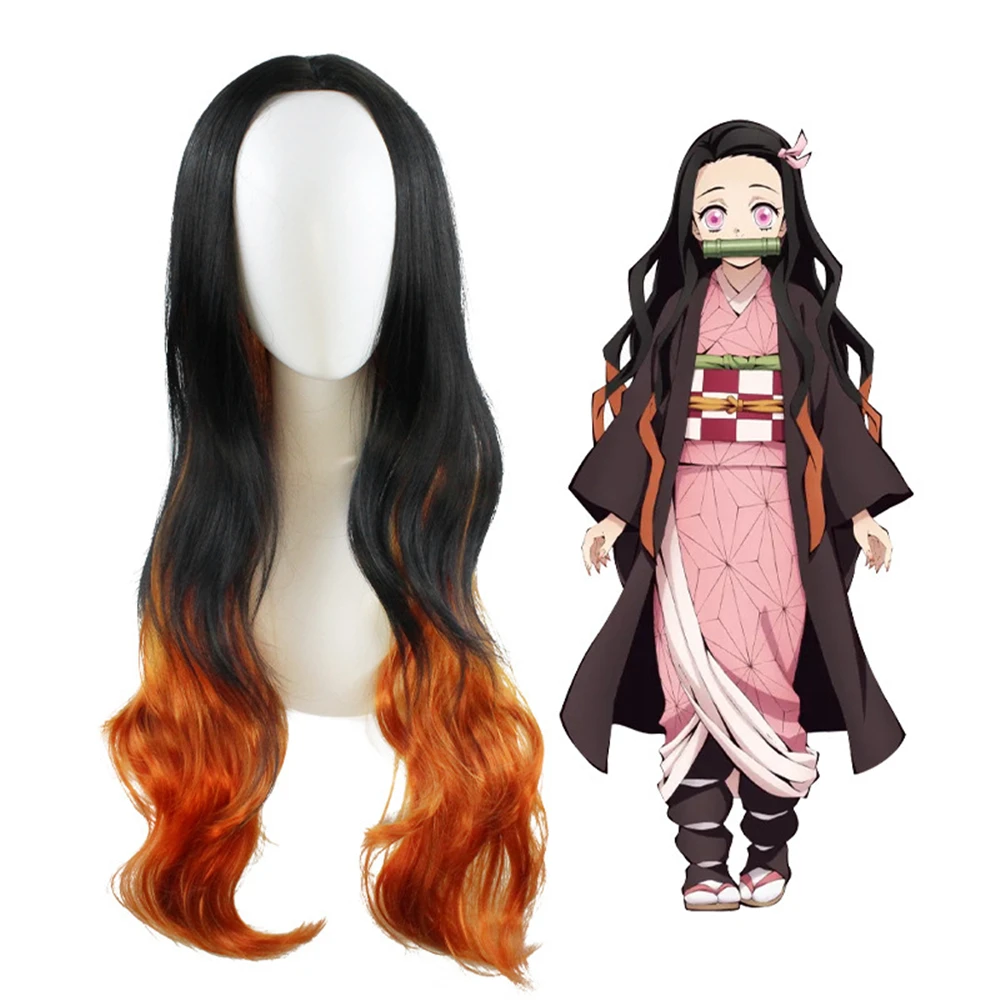 

Аниме Demon Slayer Kimetsu no Yaiba Kamado Nezuko Косплей Костюм для взрослых унисекс парики синтетический длинный прямой парик реквизит на Хэллоуин