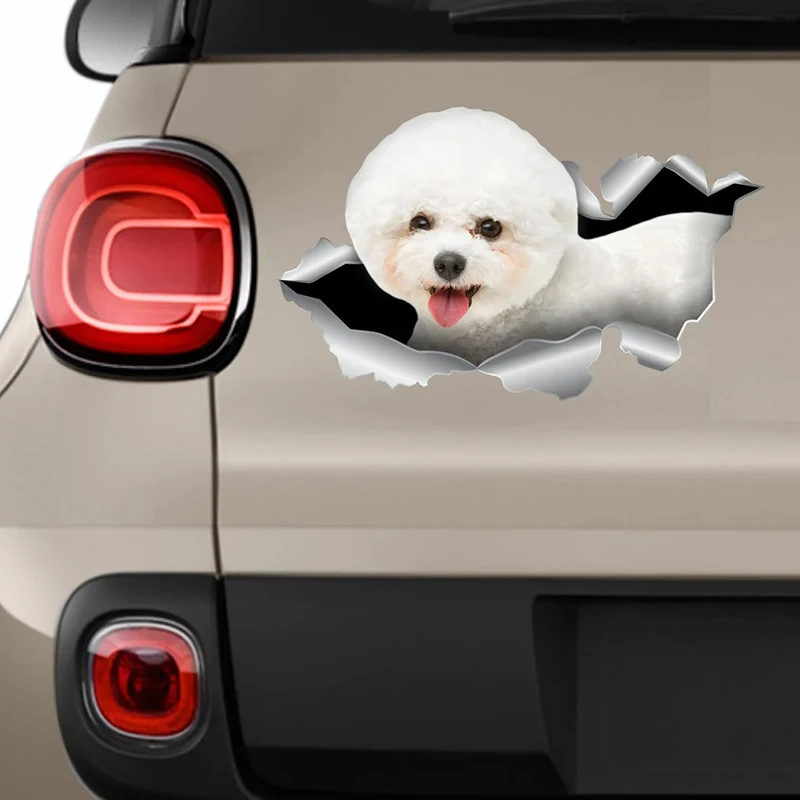 V1015# Car Sticker Bichon Frise Dog Pet Animal Waterproof Vinyl Decal Car Accessories Decor Pegatinas Para Coche