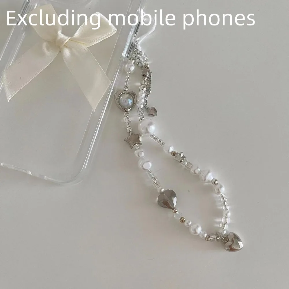 Advanced Silver Star Pearl Case Lanyard with Beaded Camera Pendant & Anti-loosening Rope.