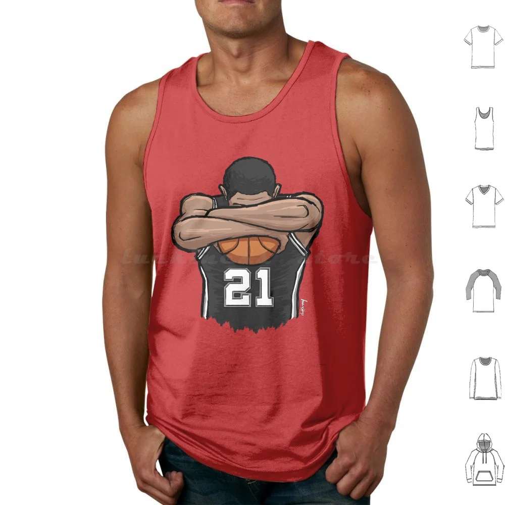 Duncan Tank Tops Print Cotton Tim Duncan Spurs San Hoops Basketball Fundamental