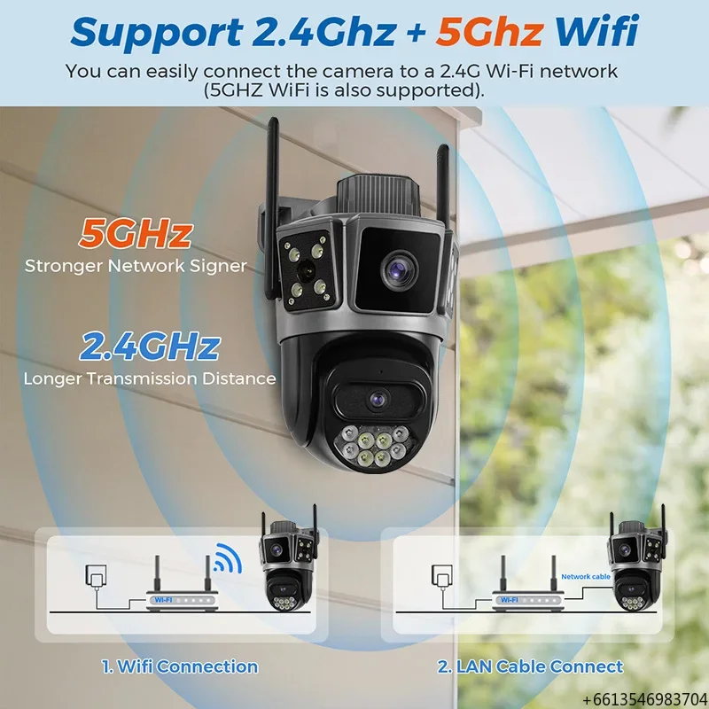 10MP Dual Lens Outdoor Security Camera 5GHz WiFi Full Color Night Vision AI Motion Detection CCTV Camera System Wistino