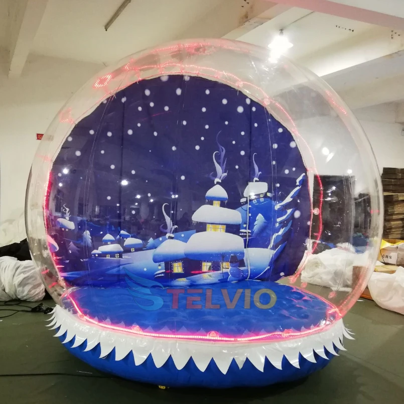 Large Inflatable Snowball Outdoor Christmas Bubble House Christmas Snow Globe with LED Lights Giant Inflatable Snow Globe