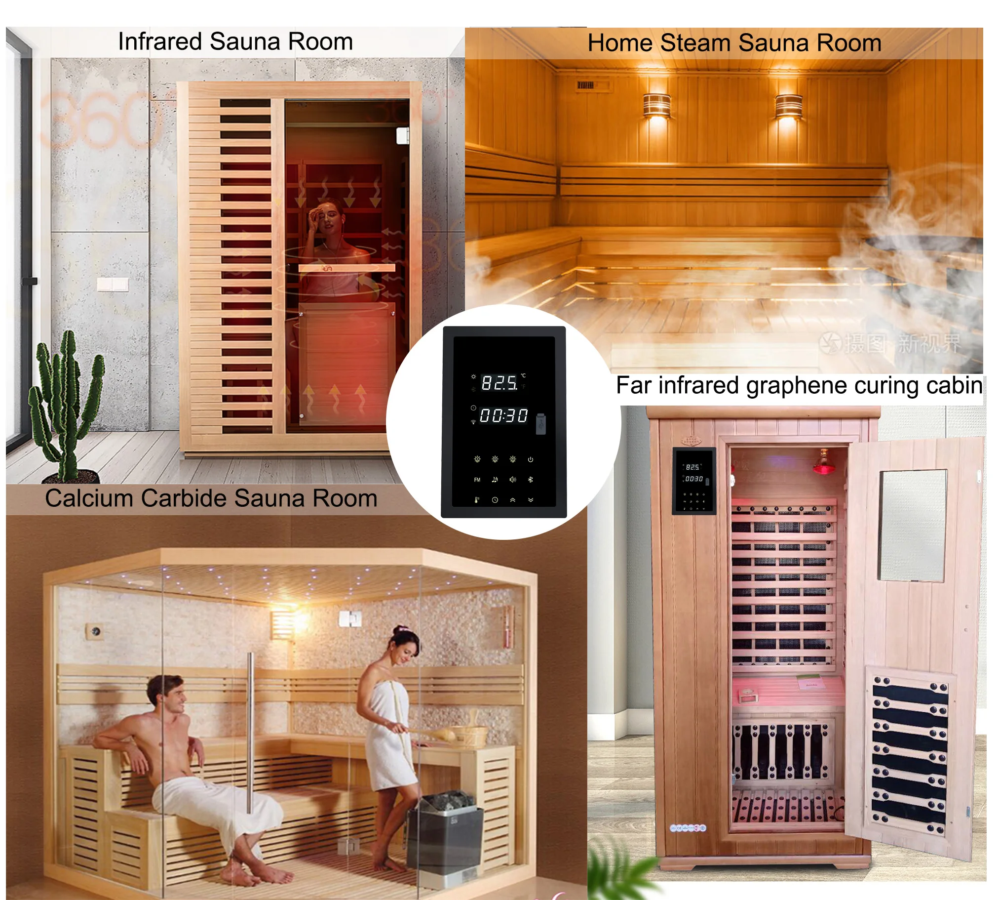 SDITER WIFI 380V 9KW Electric Heater Control Panel for Sauna Parts Multifunction Temperature Light Fan Music Massager Switch