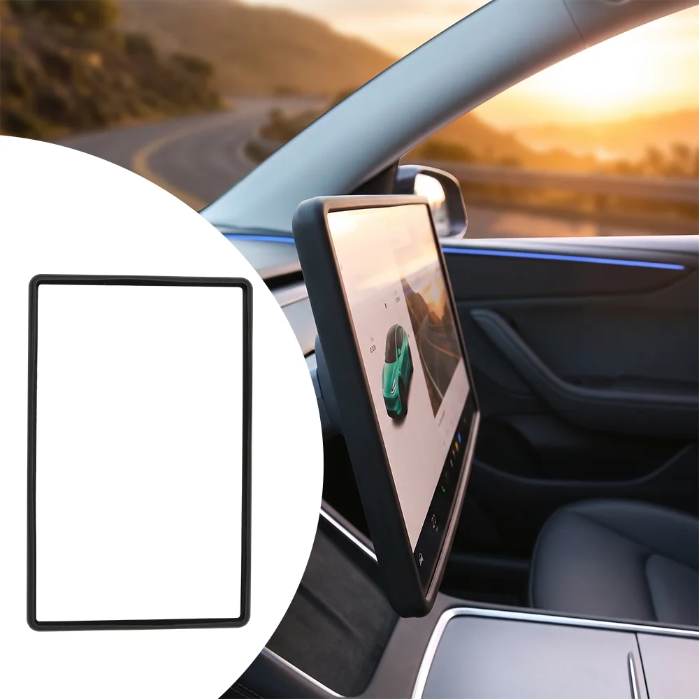 Silicone Central Control Screen Edge Frame Protector For Tesla Model Y Juniper 2025 2026 Display Screen Bezel Cover Accessories