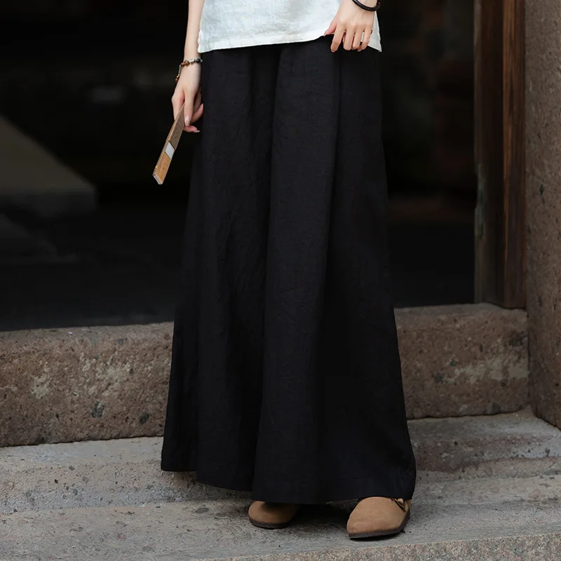 Yourqipao Linea autunnale Pantaloni stile cinese retrò Arte Sottile Casual Comodo Pantaloni con piedi grandi Pantaloni da yoga a gamba larga per le donne