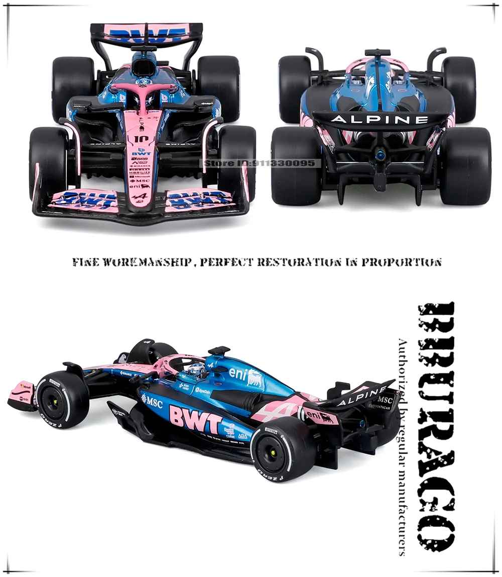 Bburago 1:43 2025 F1 BWT Alpine Formel-1-Team # 10 Pierre Gasly # 43 Franco Colapinto Legierungsauto Druckguss-Modell Spielzeug Sammlerstück – Detail 6