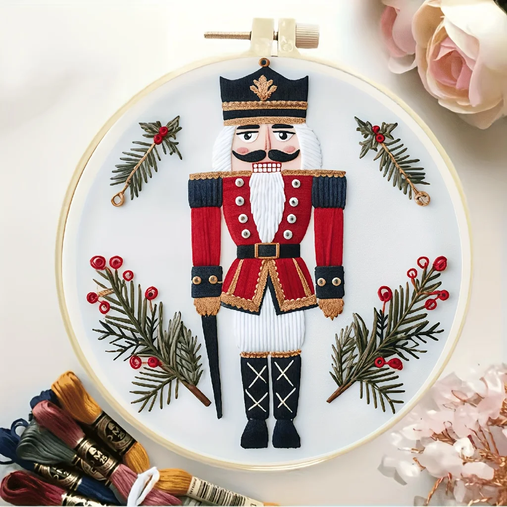 Weihnachts-Walnuss-Soldat, handgesticktes DIY-Material-Set, mit einem englischen Anleitungsanleitung, das einfach und leicht zu lernen ist. – Detail 2