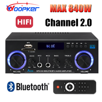 Woopker AK50 HiFi Digital Amplifier Channel 2.0 Bluetooth Surround Sound AMP Max Power 840W Speaker for Home Car BT5.0 Audio AMP