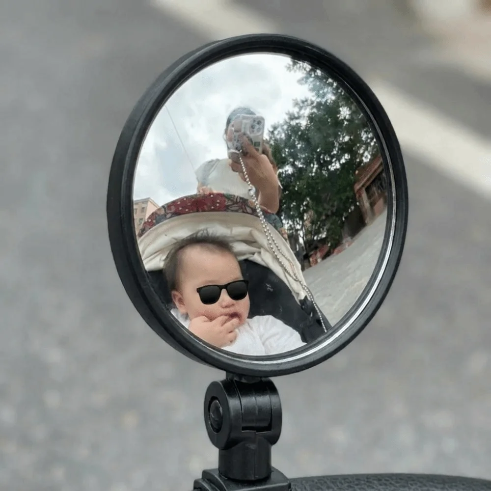 Wide Angle Stroller Rearview Mirror Adjustable Shatterproof Universal Wide Angle Convex Acrylic ABS Bike Rearview Mirror