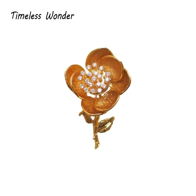 

Timeless Wonder Fancy Zircon 3D Floral Brooch Pins for Women Designer Jewelry Runway Top Luxury Rare Handmade Gift Mix 7523