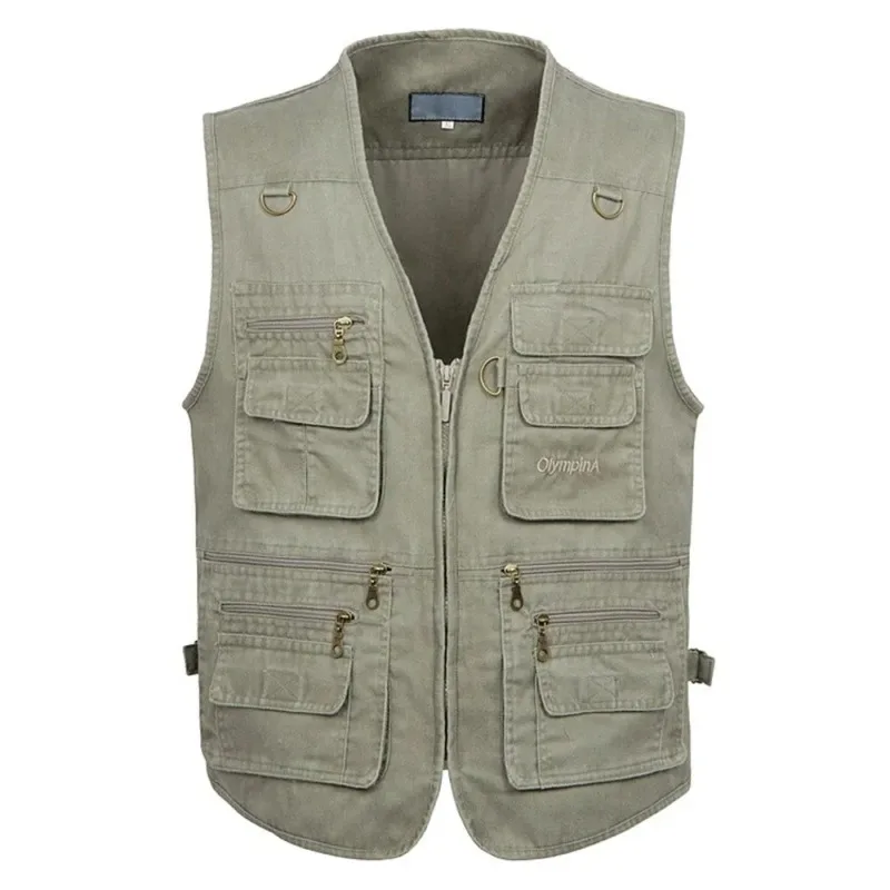 

8XL 9XL 10XL New Male Casual Summer Big Size Cotton Sleeveless Vest With Many 16 Pockets Men Multi Pocket Photograph Waistcoat