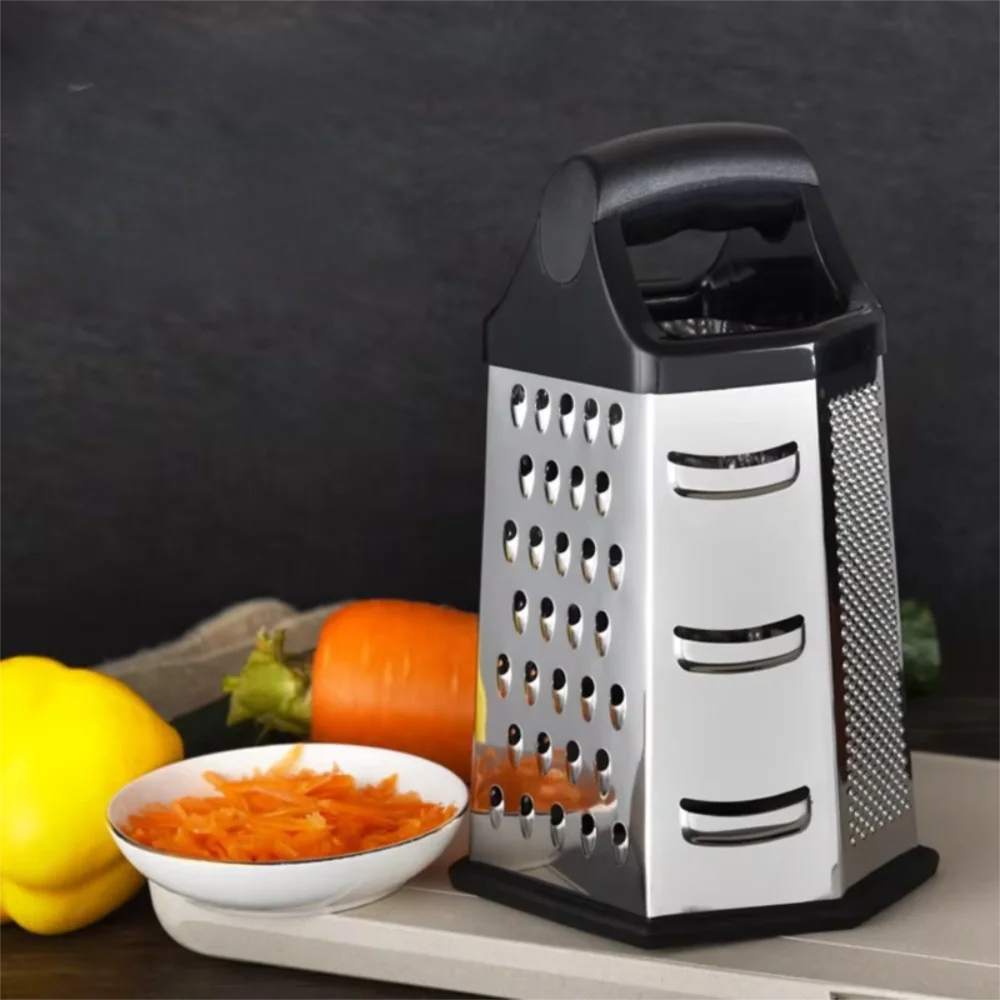 

6 Sides Multifunctional Vegetable Grater Manual Labor-saving Cheese Grater with Storage Box Stainless Steel Vegetable Shredder