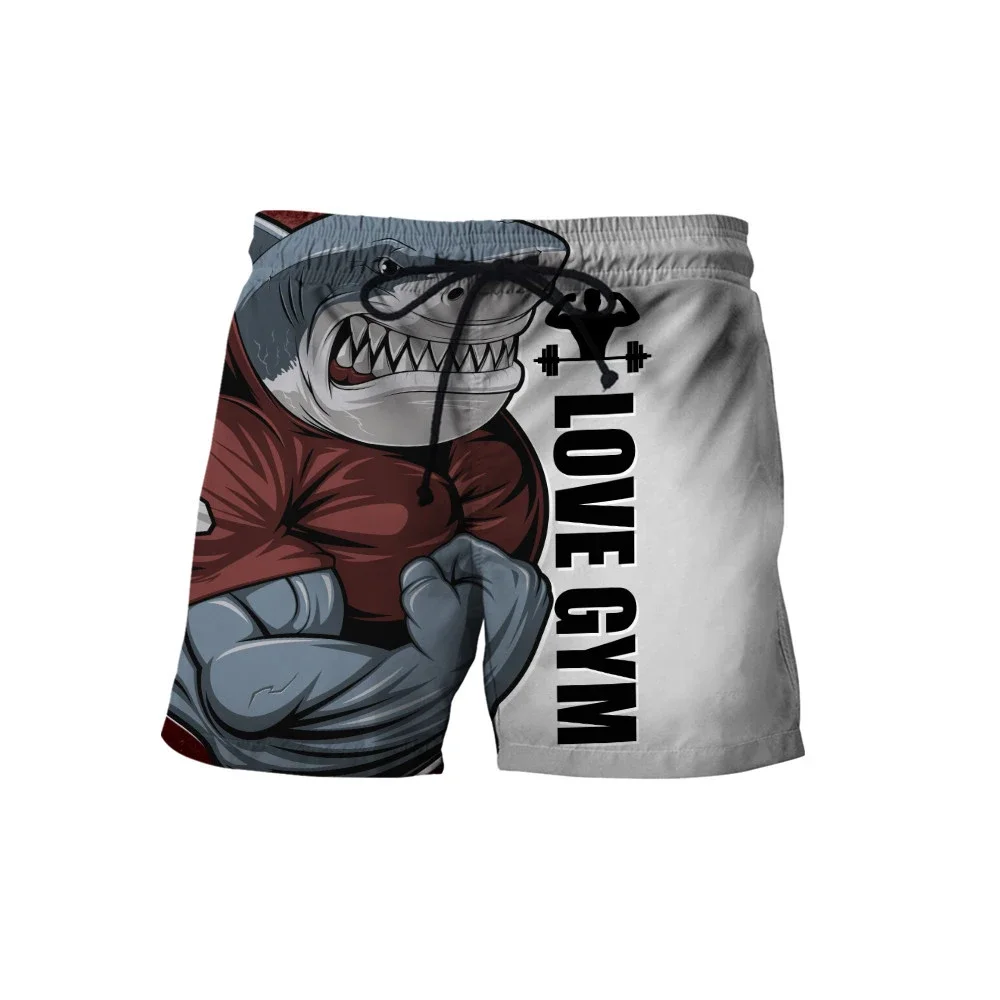 

HX Shark Love Fitness Shorts 3D Men Clothing Cartoon Animal Sports Pants Casual Harajuku Fashion Beach Shorts Board Pants
