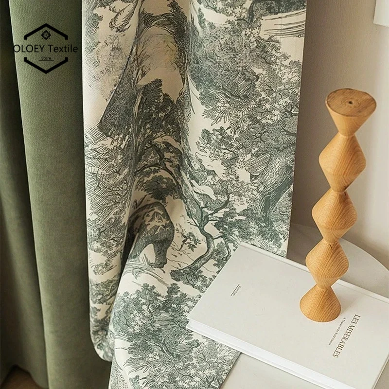 Blackout Curtain for Living Room Dining Thicken Decor Fengrui Chenille American Animal Jungle Patchwork Luxury Thermal Insulated