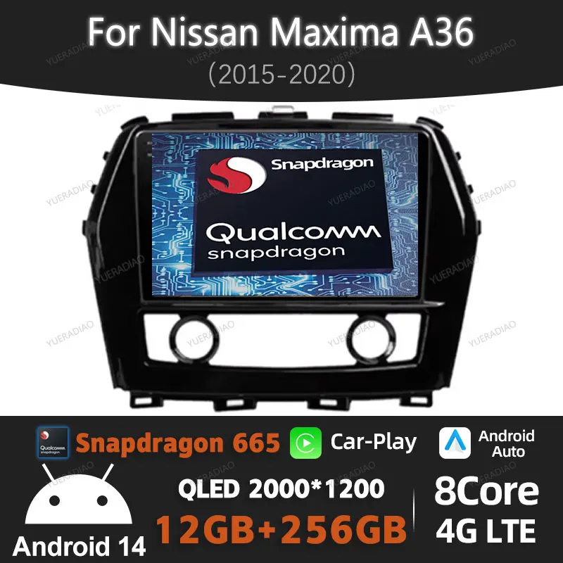 Android 14 Head Unit For Nissan Maxima A36 2015 - 2020 Car Radio Multimedia Video Player GPS NAVI Carplay Auto 4G WIFI QLED 2DIN