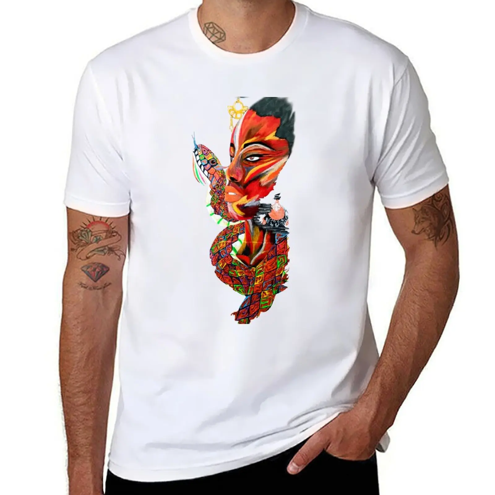 

Mawu - Mythological Deity with a Rainbow Serpent T-Shirt man t shirt luxury t shirts for man cotton soft T-Shirt
