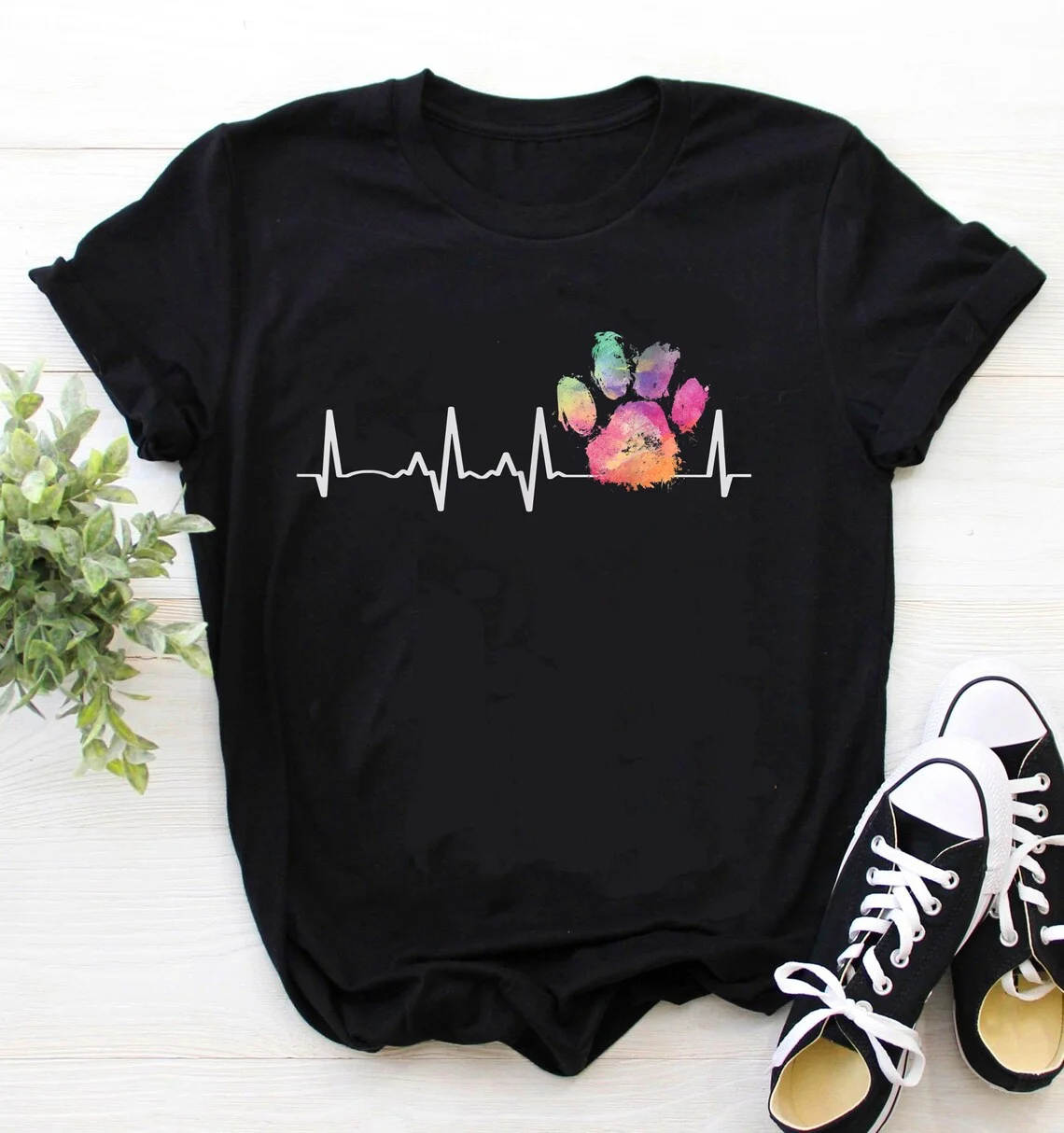 

Ropa femenina con estampado de patas de perrcamiseta неформальная для женщинcamisas Harajuku de veranocamisetas grá production