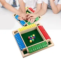 Dice Board Game Set Wooden 10 Numbers Flaps & Dices Game for 4 Players Party Club Drinking Games Family Entertainment
