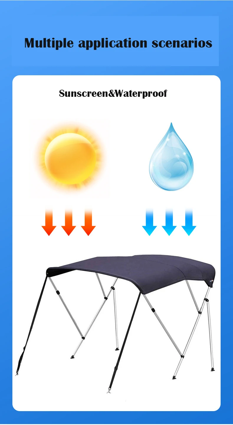 Best Selling Top Sunshade for Inflatable Fishing Boat Rubber Pontoon Yacht Accessories Marine Supplies