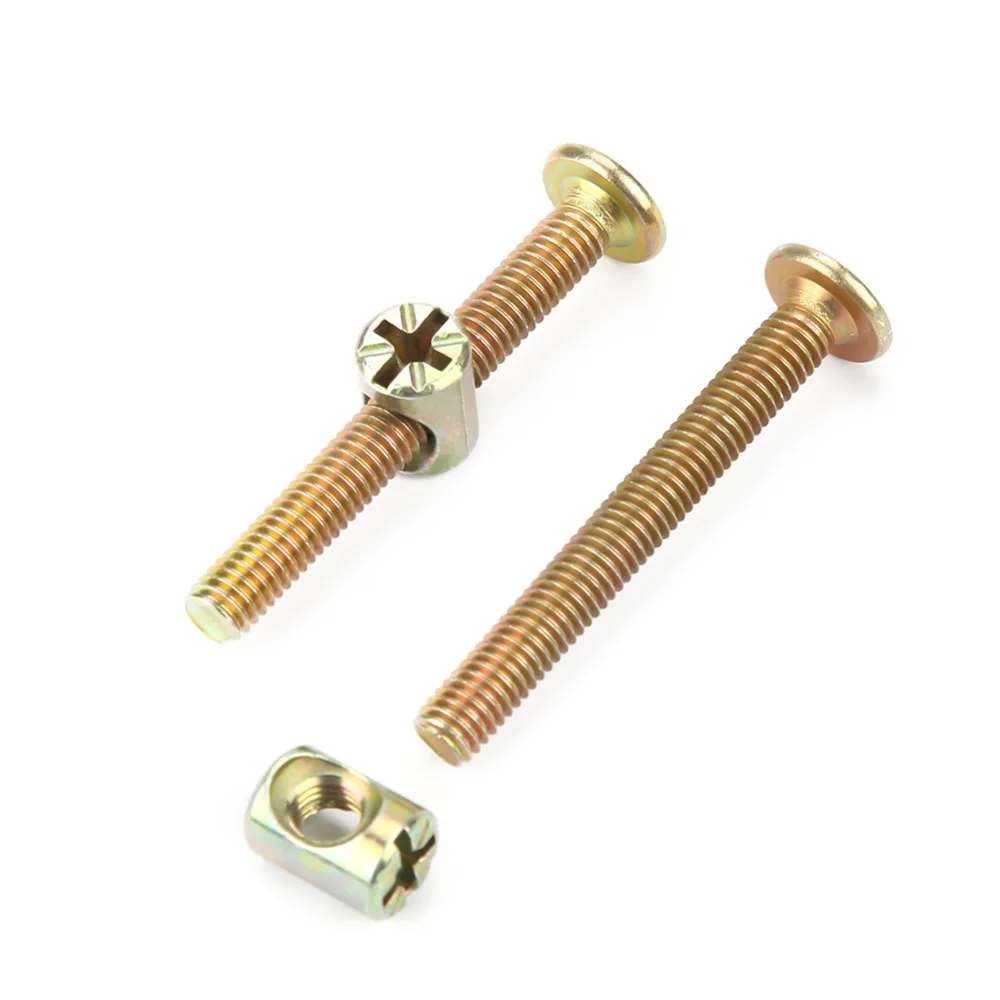 10set Universal Hex Head Furniture Bolts Flat Round Head Barrel Nuts Furniture Hardware Kit For Baby Bed