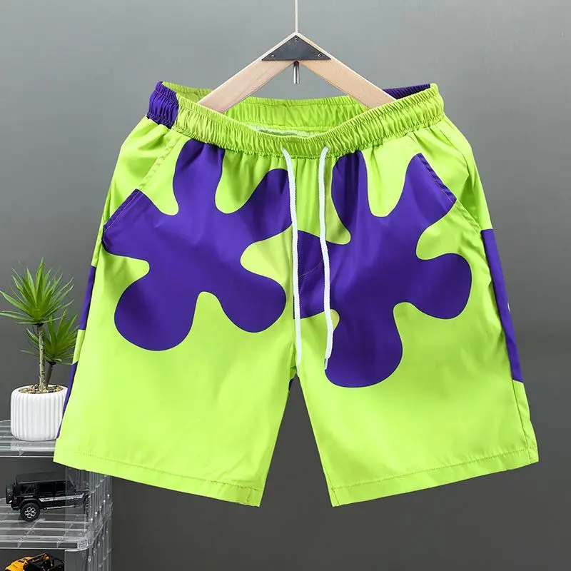 

Men's Ice Silk Quick Dry Shorts Summer Loose Fit Thin Five Pocket Pants Casual Beachwear Trendy Student Trouser