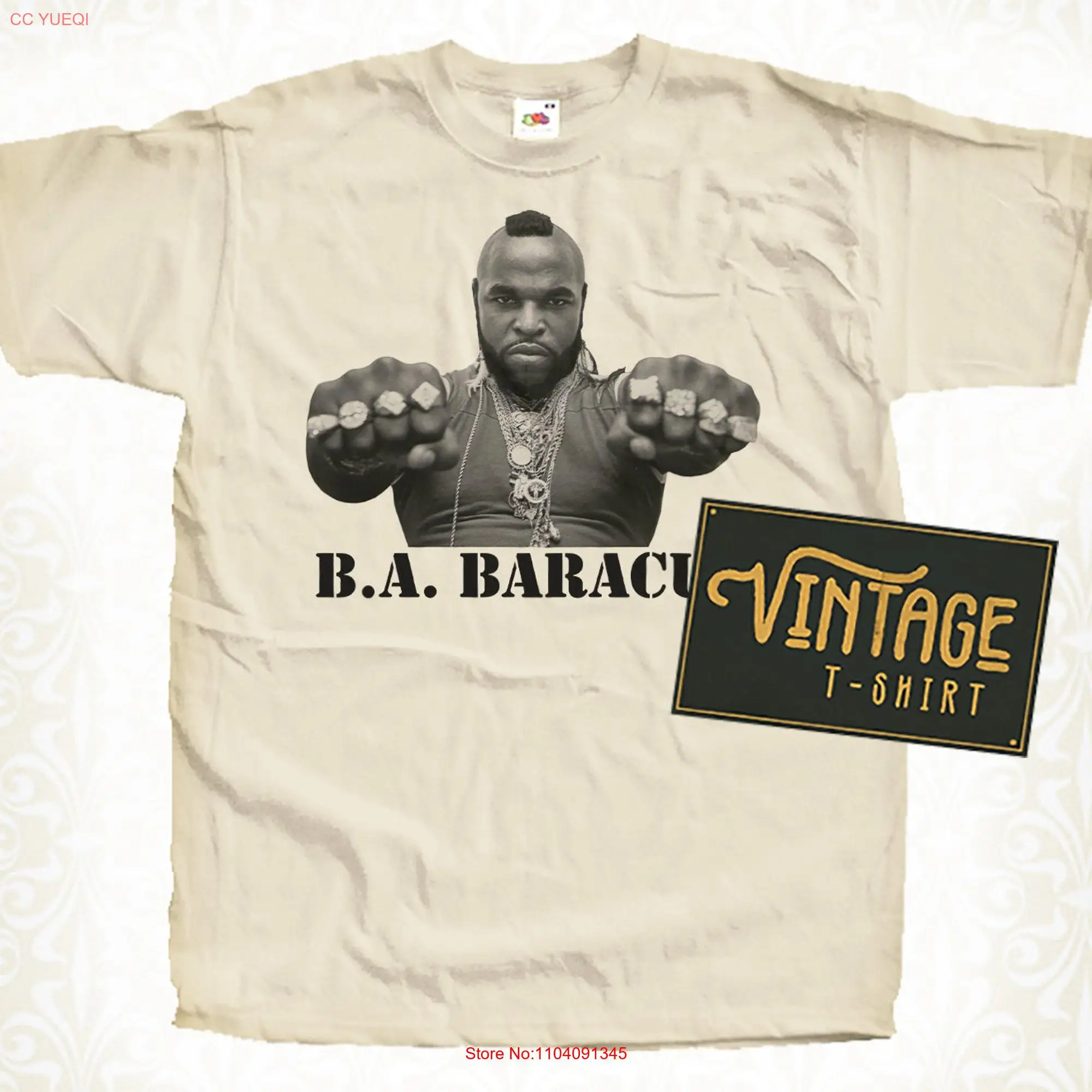 The A Team B Baracus V1 T Shirt Vintage Natural color Men's DTG Digital Print SIZES S M L XL 2XL 3XL 4XL 5XL