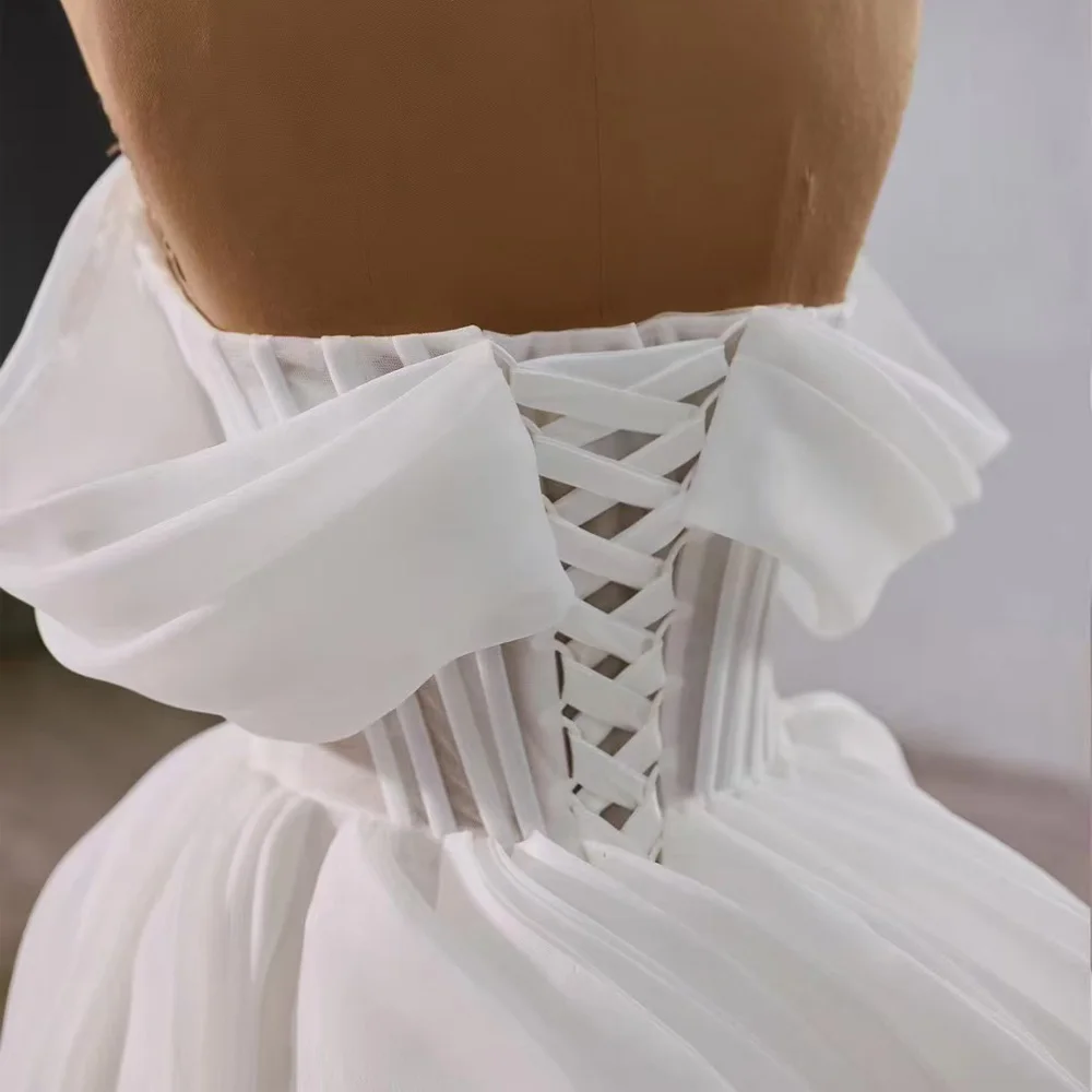 Princess Style Off The Shoulder Sweetheart Wedding Dress Lace-Up Back With Ruffles Robe De Mariée 2026