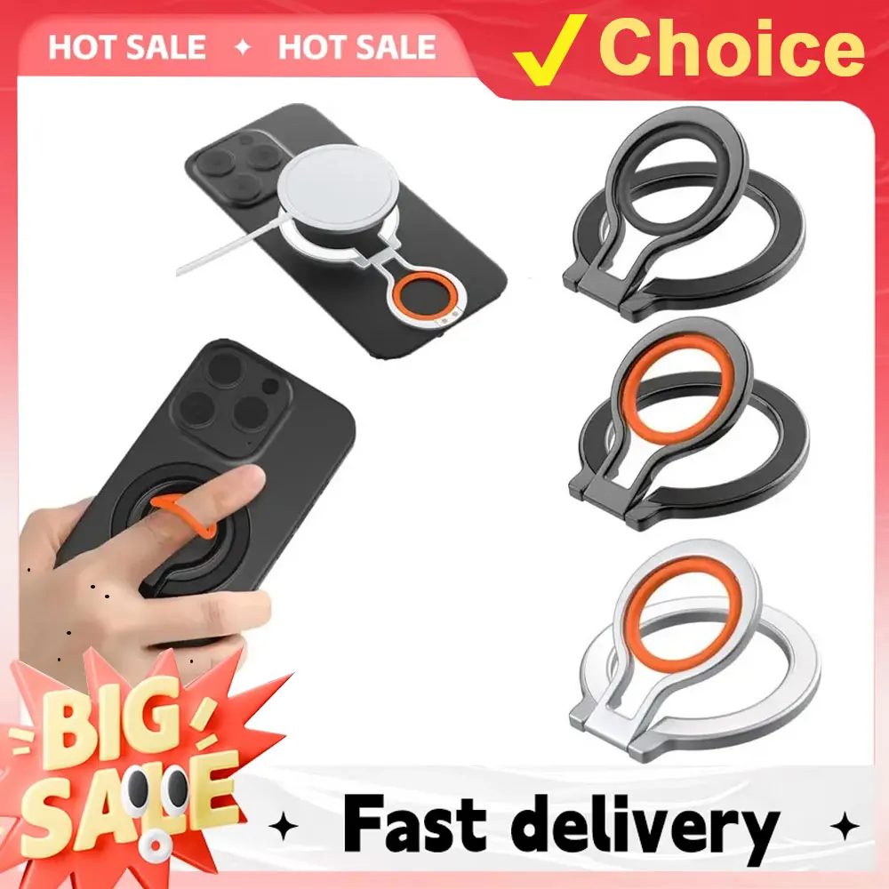 MagSafe Compatible Magnetic Ring Buckle - 360° Rotating Strong Adsorption, Universal Portable Desktop Phone Holder