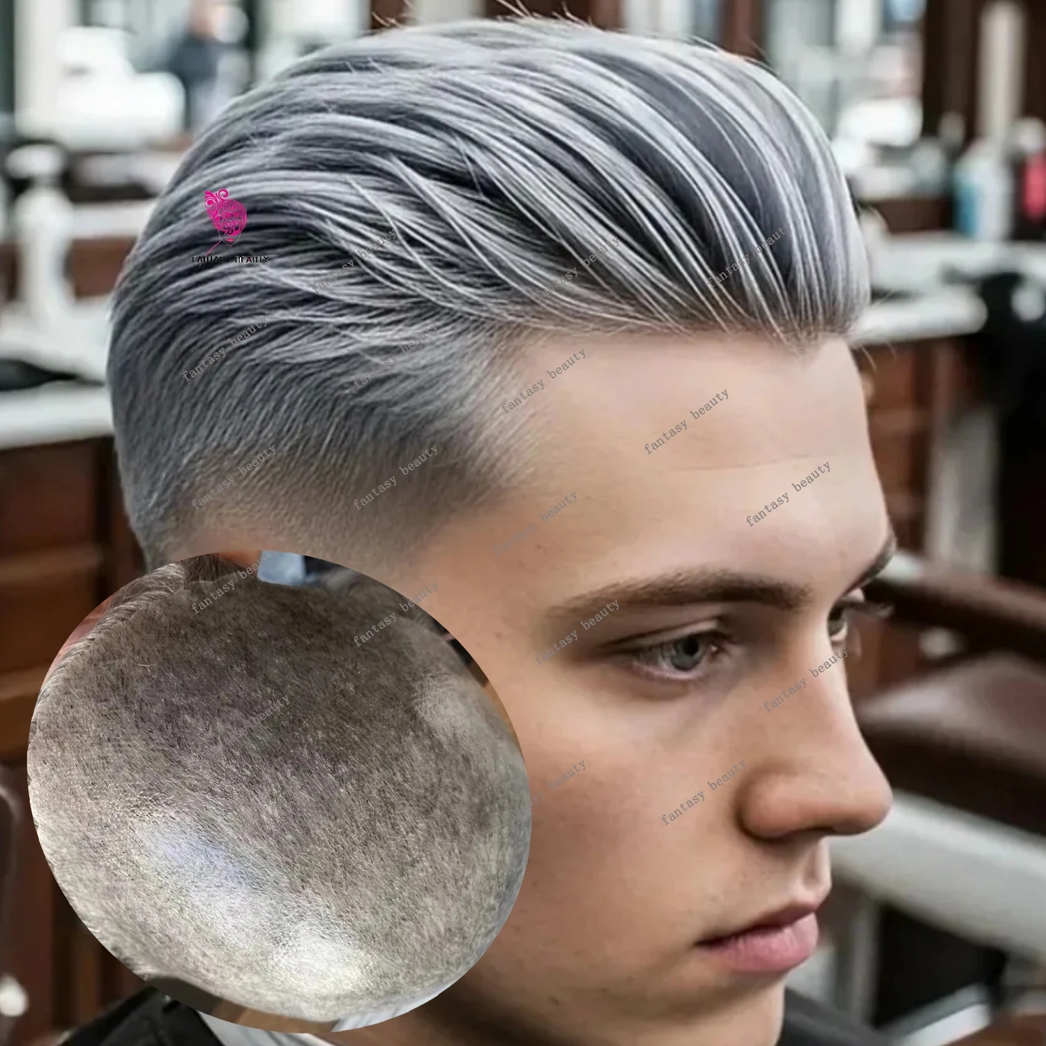 Natural Hairline 1B65 1B80 1B40 Grey Man's Wig 100%Human Hair Unit Hairpieces Cheapest Silicon Toupee for Men Durable Prosthesis