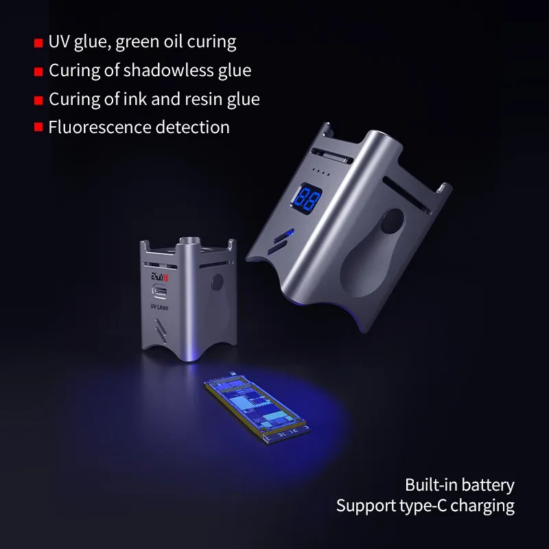 Aixun UV LED مروحة علاج مصباح يدعم نوع C شحن للهاتف المحمول اللوحة الأم بغا إصلاح التبريد الأخضر النفط علاج مصباح أداة