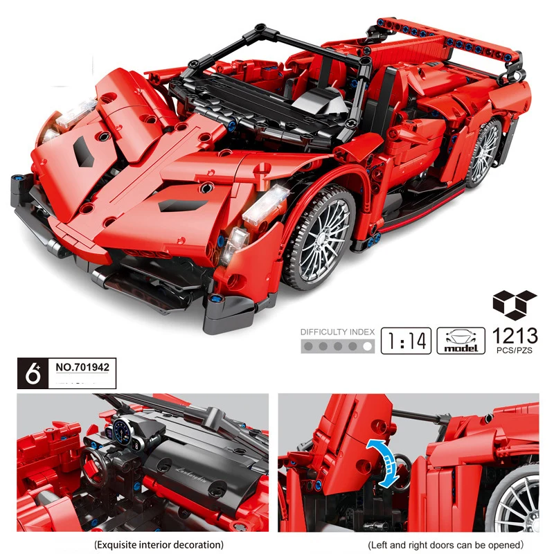 

Конструктор Moc в масштабе 1:14, спортивный автомобиль, модель Bull Supercar Veneno, паровой кирпич, коллекция игрушек для подарков