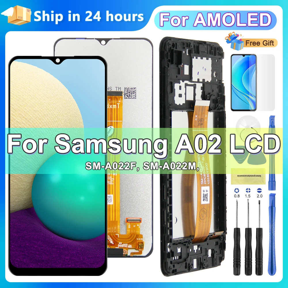 

5,7-дюймовый ЖК-дисплей A02 A022 A022F A022M для Samsung Galaxy A02 ЖК-дисплей + сенсорный экран с заменой рамки для Samsung A02