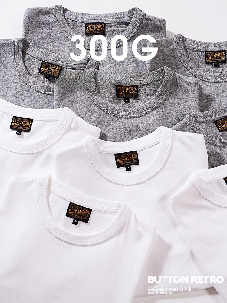 

Винтажная хлопковая летняя футболка из тяжелого веса ort Sve 300 г, мужская цветная база в американском стиле ретро irt f Sve