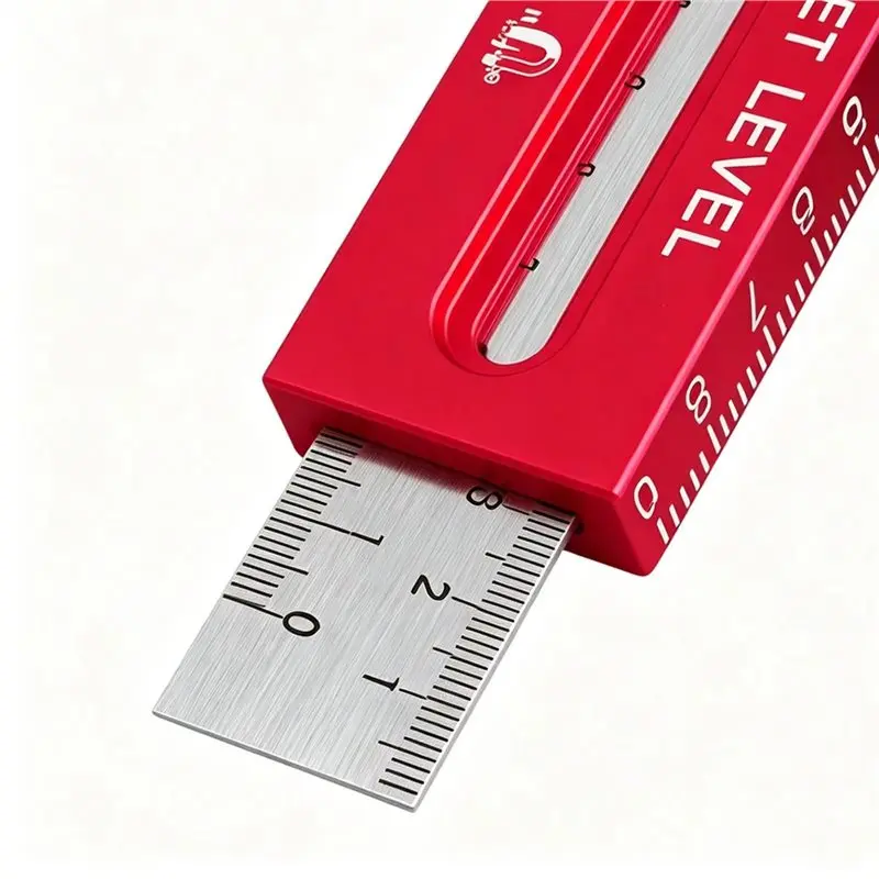 75STO-Aluminum Alloy Magnetic Woodworking Ruler Level Marking Gauge Metric Imperial For Carpenter Cutting Scribing
