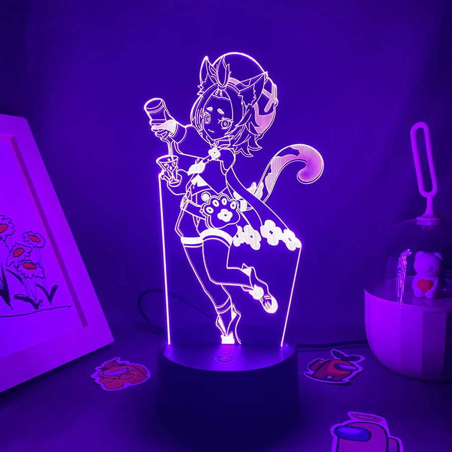 Genshin – lampe 3D à l\'effigie de Dioan, veilleuse Led, cadeau pour ami, chambre à coucher, décoration de Table, Manga, lampe en lave