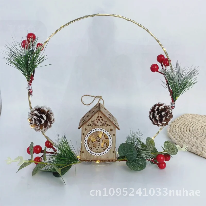 

Christmas LED Light Garland Red Pine Cone Holiday Decoration Handcrafted Metal Ornament for Home Party Hanging