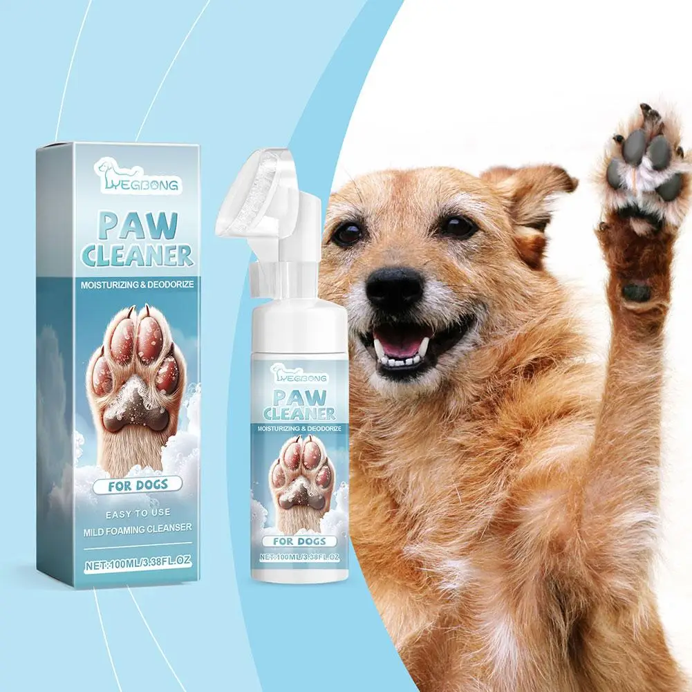 100ml Pets Foot Cleansing Foam No Rinse Foot Washing Waterless No Scrubbing Foot Cleaning Dogs Rinse-Free Paws Cleaner