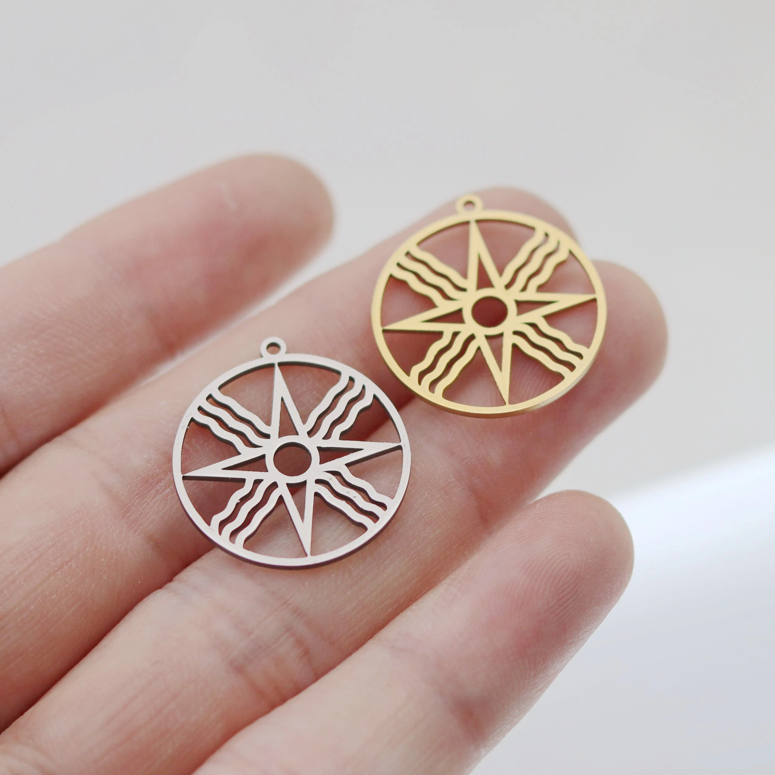3Pcs Star Moon Charms Stainless Steel Pentagram/Astral/Cloud/Crescent Kitten/Sun Pendant DIY for Earring Bracelet Jewelry Making