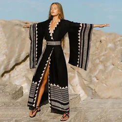 Cover-ups Kimono Beach Outfits For Women Swimsuit Night Club Swimwear Summer Long Dress Bathing Suit Black Cardigan Clothing