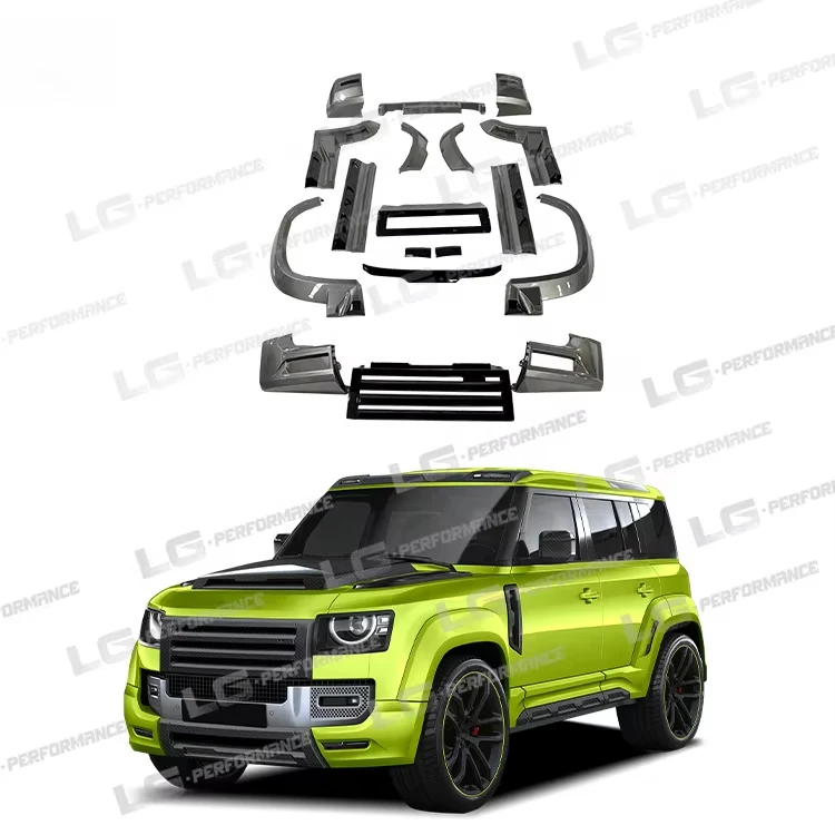LM Style Bodykit for Defender 110 Grille Rear Diffuser Front Splitter Wheel Eyebrow FRP Material Black Excellet