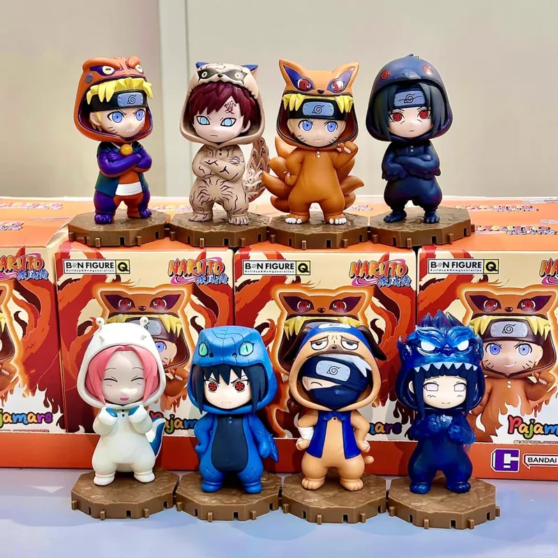 

В наличии Bandai Naruto Пижамные изделия Слепая коробка Чиби Стильные пижамные фигурки Рождественские подарки Настольные украшения Коллекция Модные игрушки