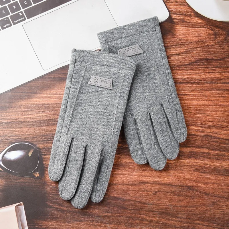 Autumn Winter Outdoor Commuting Men Thermal Gloves Sheep Nylon Velvet Windproof Antifreeze Electric Vehicle Riding Touch Screen