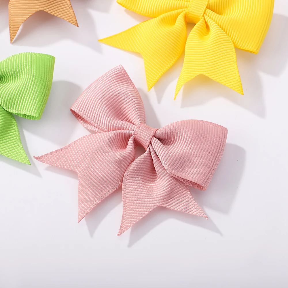 6 PCS/Set Girls Solid Color Hairclips Boutique High Quantily Bowknot Hair Clip Children Handmade Headwear  hairbin for girls