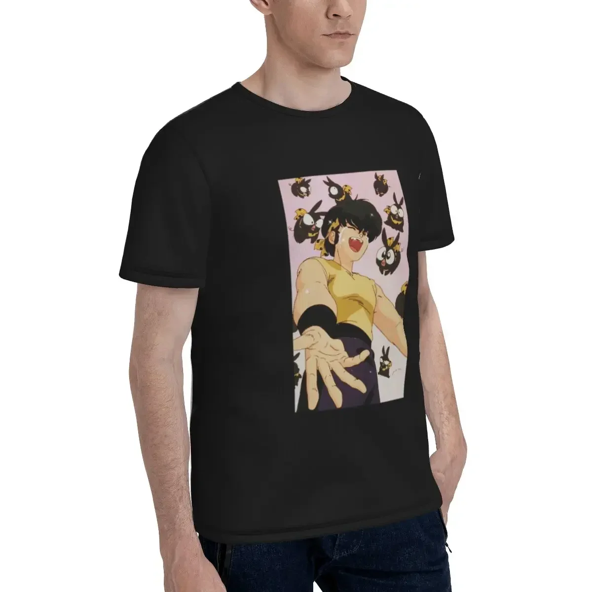 Ranma Saotome Pig Girls P Chan T-Shirt for Men polyester T Shirts Men's Short Sleeve Crew Neck Summer Clothes Tops