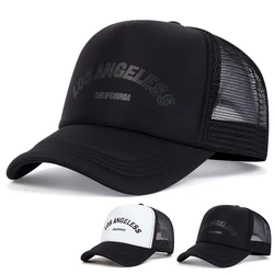 Męskie damskie czapki z daszkiem LOS ANGELES modne letnie oddychające czapki z siatki czapki z prostym daszkiem Unisex czapki Trucker czapki Hip Hop gorras