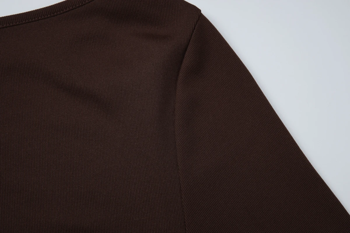 Hugcitar Modisches O-Ausschnitt Einfarbiges Langes Kleid mit Ausgestellten Ärmeln, Sexy Plissiertes Minikleid für Herbst und Winter, Damenkleidung für Geburtstagsfeiern und Festivals – Detail 5