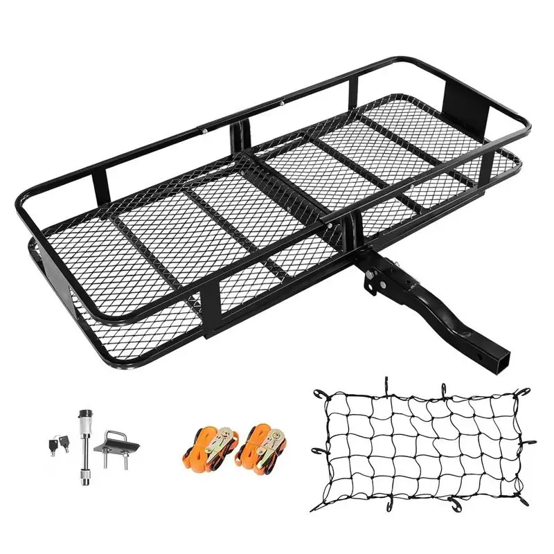 500 Lbs Heavy Duty Hitch Mount Cargo Carrier Rear Cargo Rack Hitch Mount Folding Cargo Rack Rear Luggage Basket Fit Receiver Car