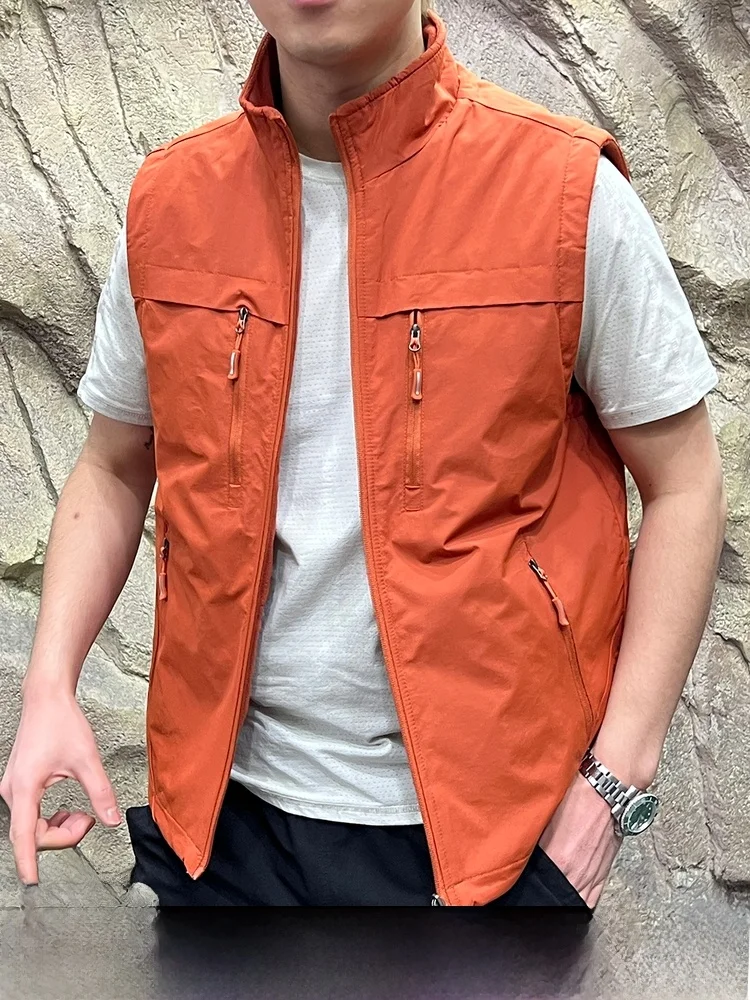 

Double-Sided Wear Outdoor Functional Fce Stand Collar Men's Workwear Vest Qui Warm Waterproof for Winter Casual Ocns