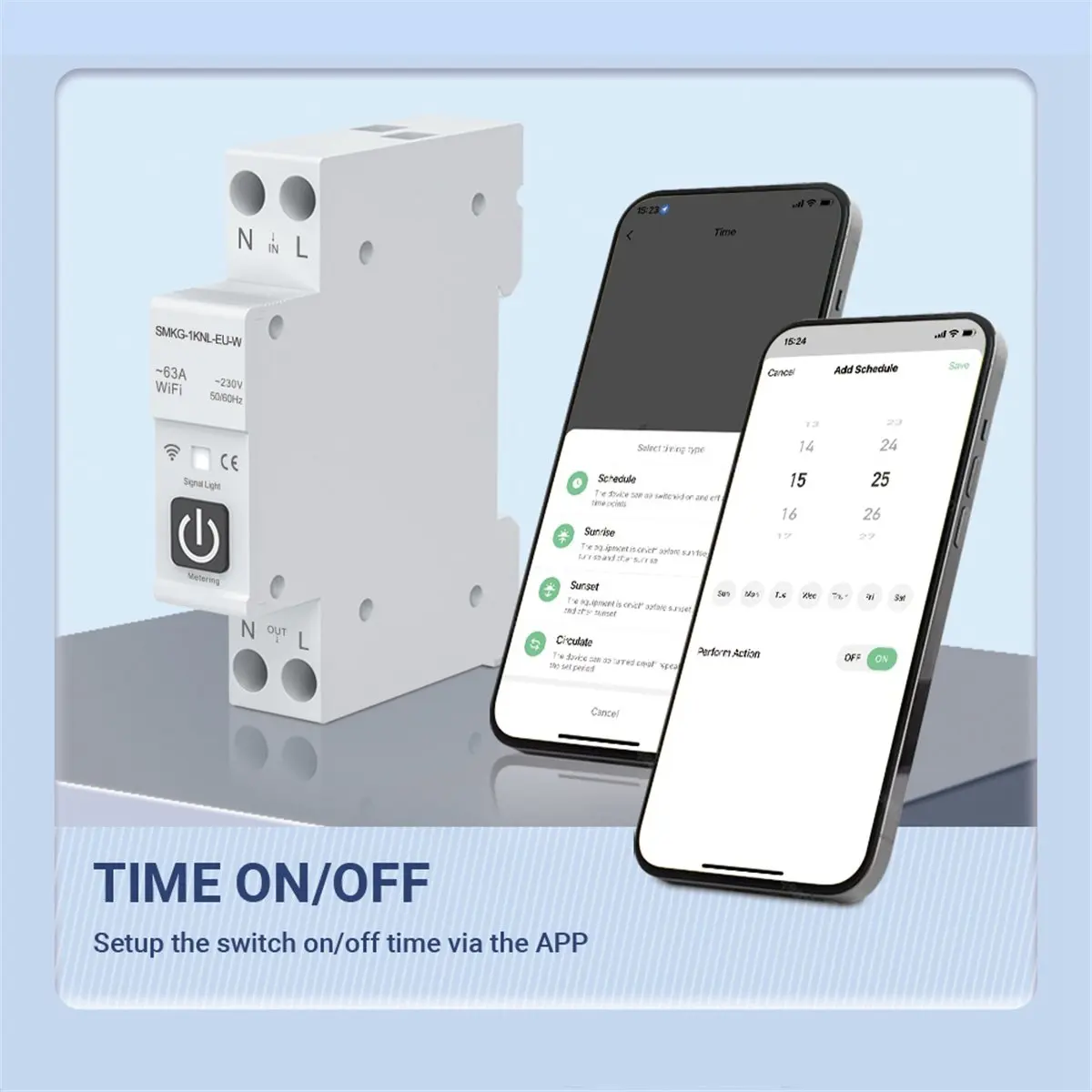 A14M Tuya WIFI Smart Circuit Breaker 1P+N 1A-63A Adjustable DIN Rail with Metering Work with Smart Life Home