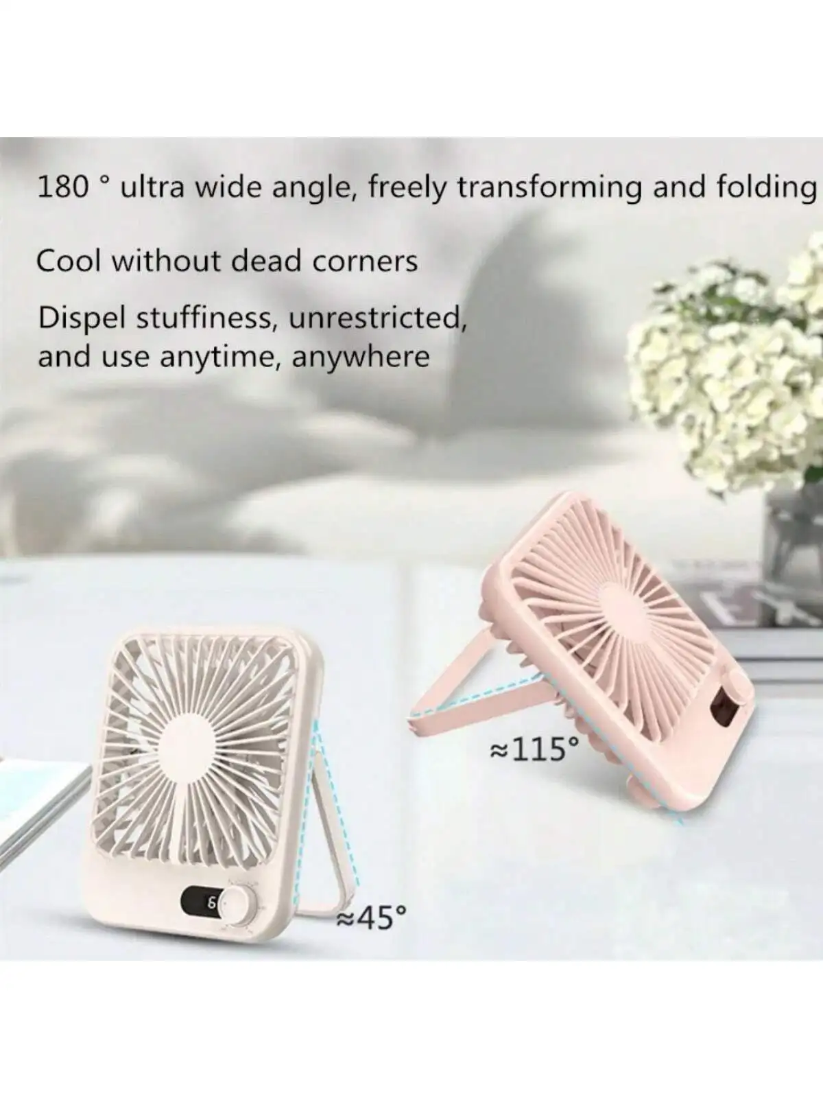Travel Fan For Sleeping, Portable Fan For Travel Rechargeable With Digital Display, 100 Speed Wind Personal USB Fan With Variabl